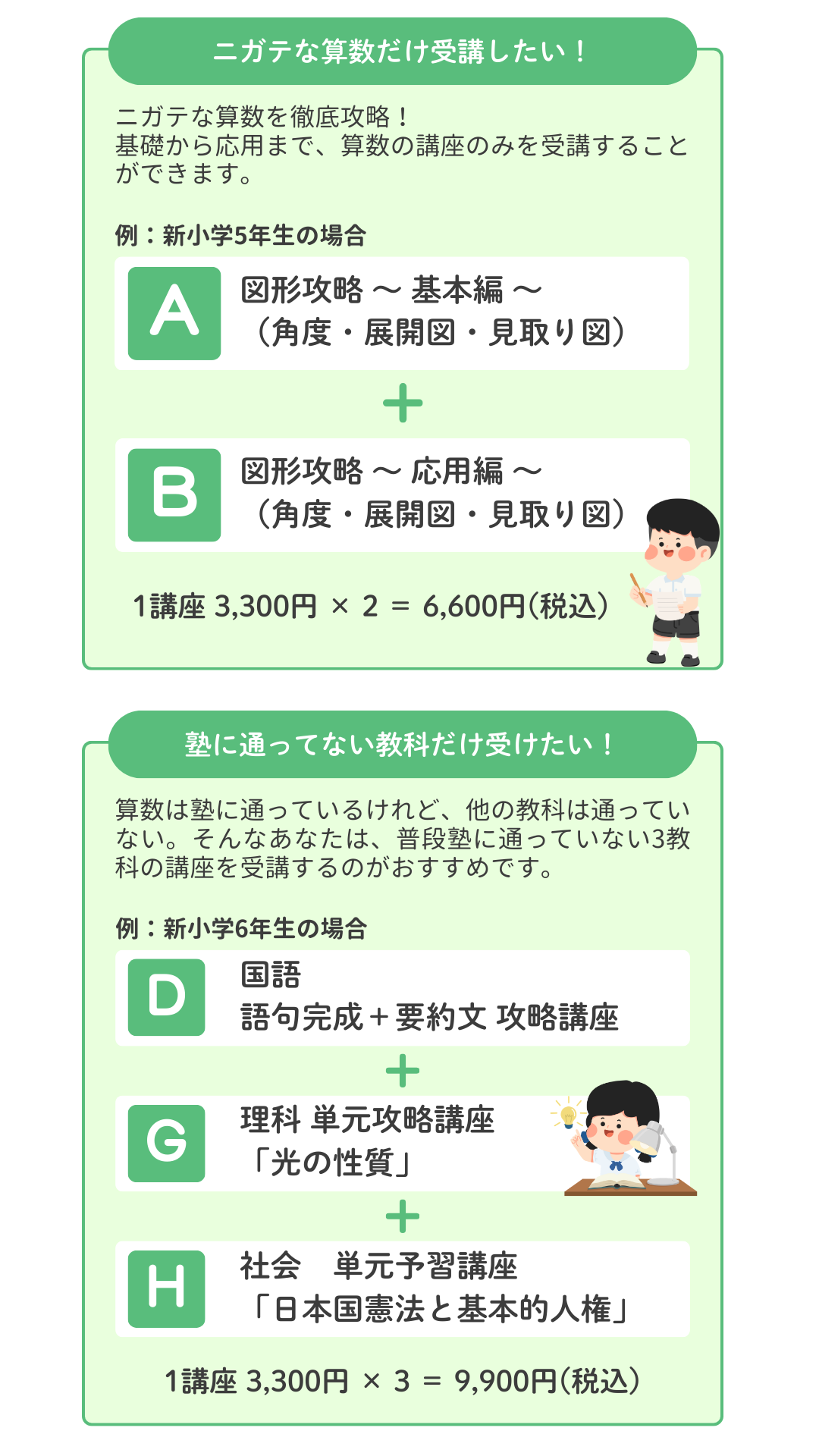 ニガテな算数だけ受講したい!